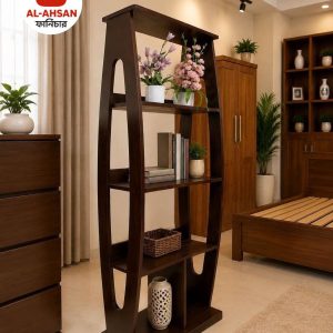 ২ ড্রয়ার বেডসাইড টেবিল উইথ বুক শেলফ